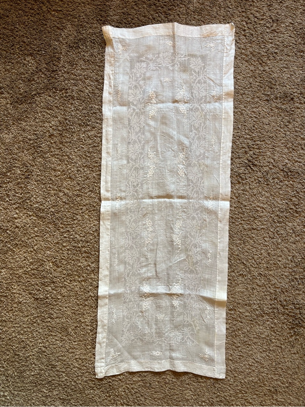 White Embroidered Linen Table Runner - Classic Home Accents